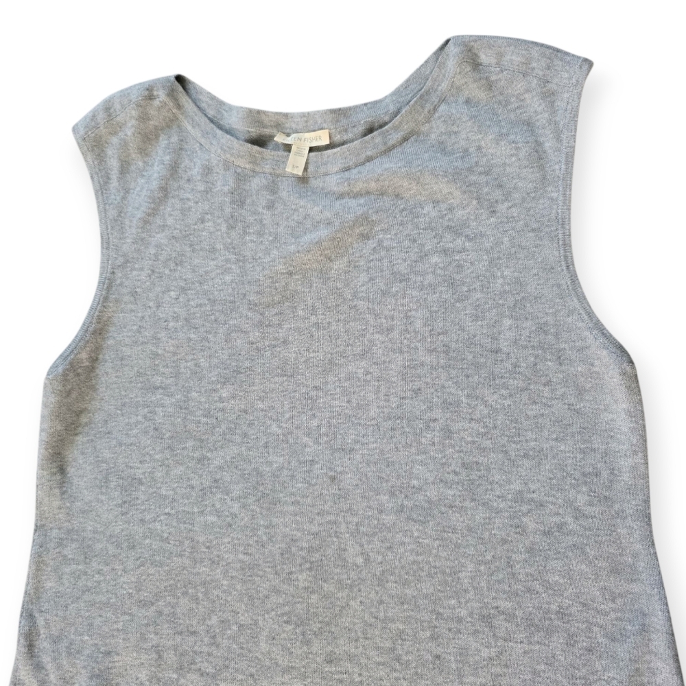 Eileen Fisher Organic Cotton & Cashmere Knit Grey Dress, Size Small - Picture 2 of 7